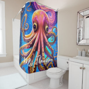 Rideaux De Douche Kraken Octopus avec nom personnalisé