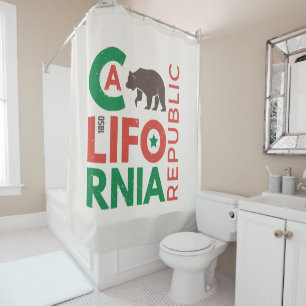 Rideaux De Douche La Californie avec le logo d'ours gris