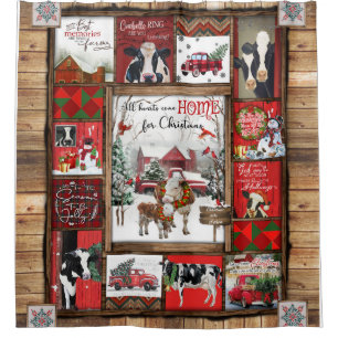 Rideaux De Douche La couverture de Noël, tous les coeurs rentrent ch