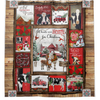 Rideaux De Douche La couverture de Noël, tous les coeurs rentrent ch