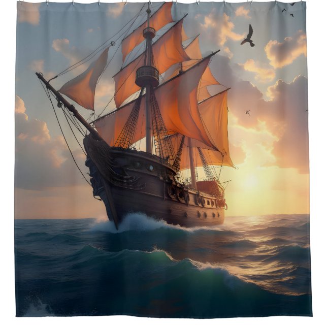Rideaux De Douche La fierté du capitaine – Art maritime de navire de (Devant)