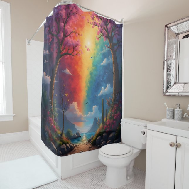 Rideaux De Douche La fin du chemin est un arc-en-ciel (En situation)