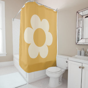 Rideaux De Douche La Fleur 07 Fleur Jaune Retro Florale