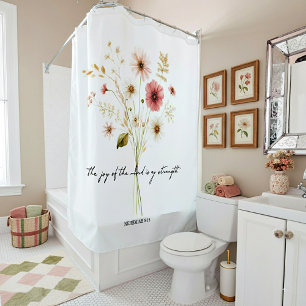 Rideaux De Douche La Joie du Seigneur floral minimaliste