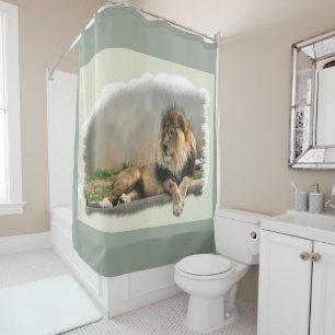 Rideaux De Douche La jungle des amoureux du lion