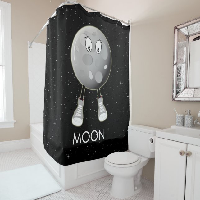 Rideaux De Douche La Lune et les étoiles dans l'espace (En situation)