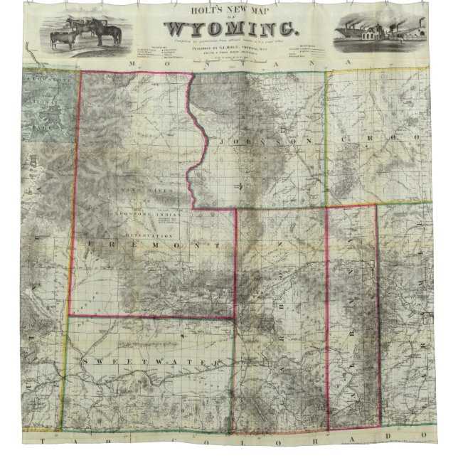 Rideaux De Douche La nouvelle carte de Holt, Wyoming (Devant)