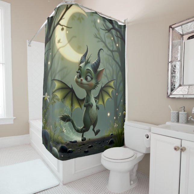 Rideaux De Douche Là où les rayons de lune dansent, un peu de malice (En situation)