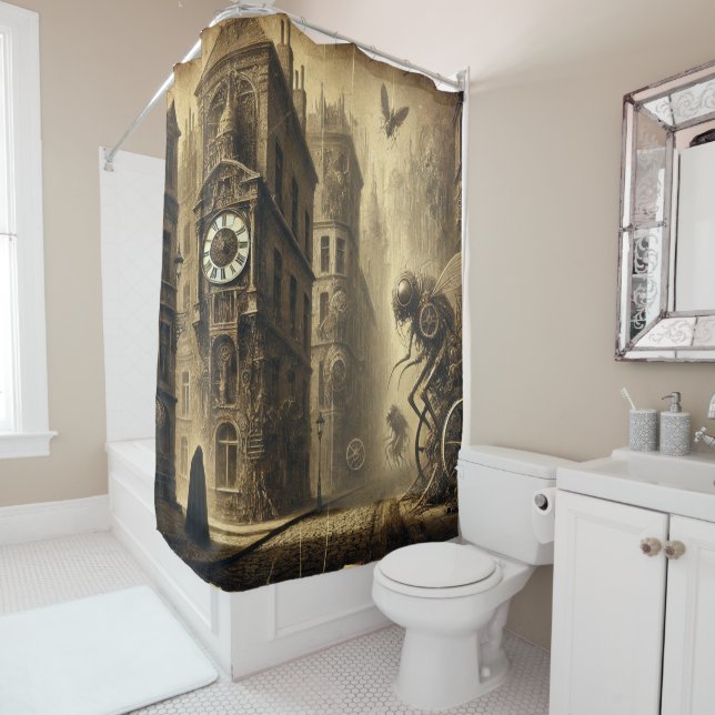Rideaux De Douche La parabole du Timekeeper - Surreal Art Design (En situation)