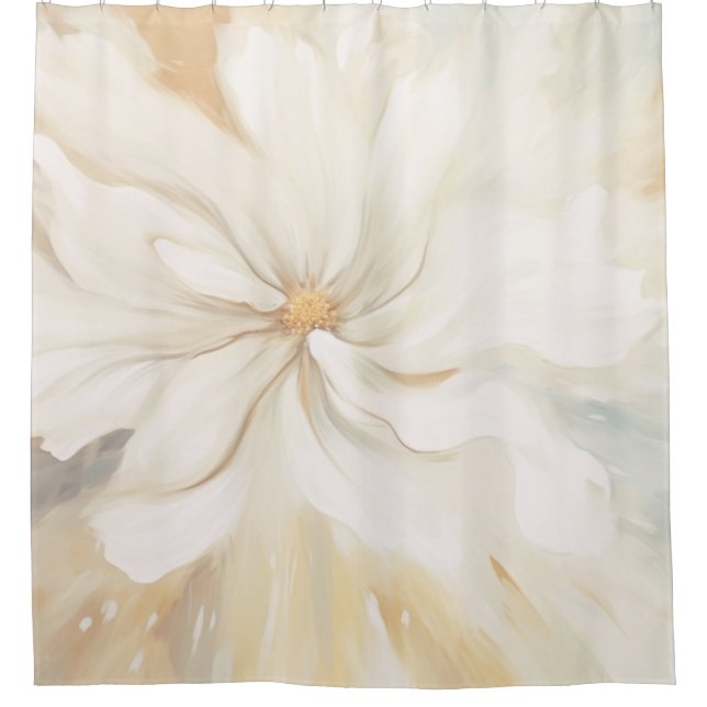 Rideaux De Douche La peinture abstraite aux fleurs blanches. (Devant)
