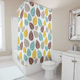 Rideaux De Douche la rétro chute de motif de feuille colore le