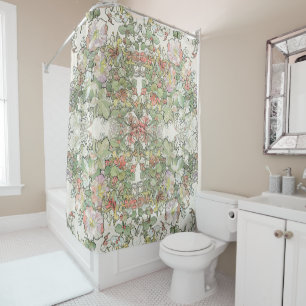 Rideaux De Douche La rose trémière de Nouveau d'art de Mucha fleur