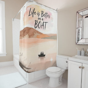 Rideaux De Douche La vie est meilleure sur un bateau