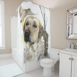 Rideaux De Douche Labrador, canard de chasse tapisserie tesson d'imp