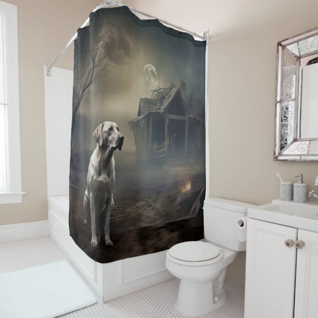 Rideaux De Douche Labrador Halloween (En situation)