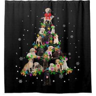 Rideaux De Douche Labrador Retriever Christmas Tree X mas