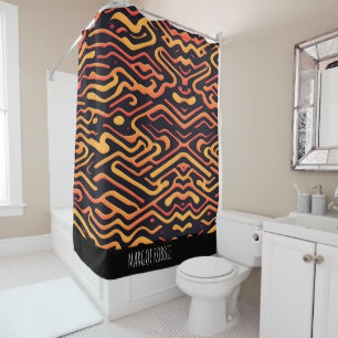 Rideaux De Douche Labyrinthe logrus Mystique Orange Motif géométriqu
