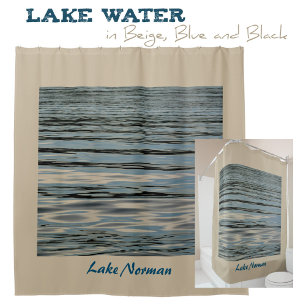 Rideaux De Douche Lac Eau Beige Bleu Noir