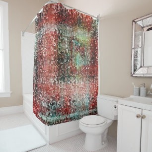 Rideaux De Douche Ladrilho vermelho manchado com tinta spray
