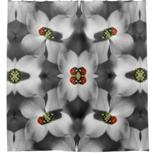 Rideaux De Douche Ladybug Sur La Fleur De Dogwood Nature Abstraite