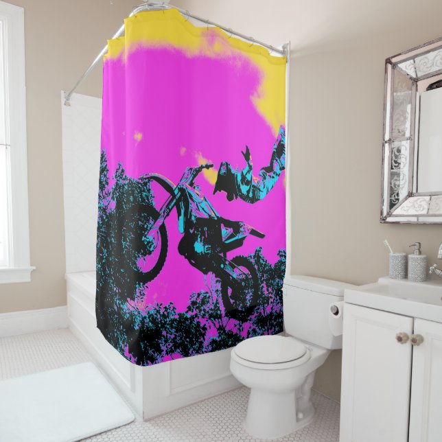 Rideaux De Douche Laisser aller - Stunt Motocross libre (En situation)