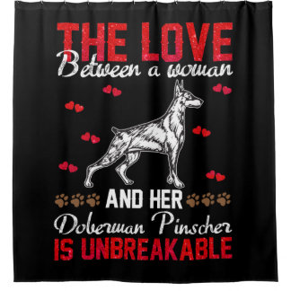 Rideaux De Douche L'Amour Est Indestructible Doberman Pinscher