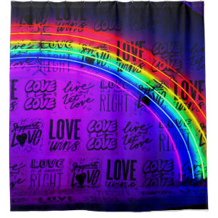 Rideaux De Douche L'amour gagne Gay Pride LBGQT Arc-en-ciel