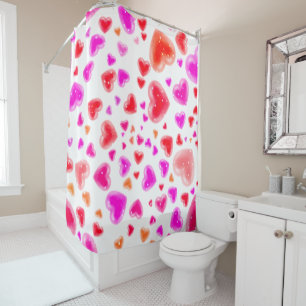 Rideaux De Douche L'amour, tant de coeurs, Blanc