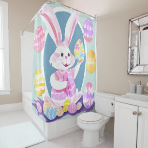 Rideaux De Douche lapin avec oeufs de pâques