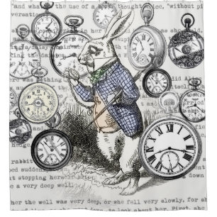 Rideaux De Douche Lapin Blanc Alice Wonderland Horloges Art