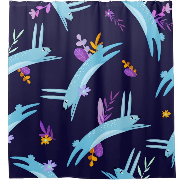Rideaux De Douche Lapin lapin sans couture motif dans le style dessi (Devant)