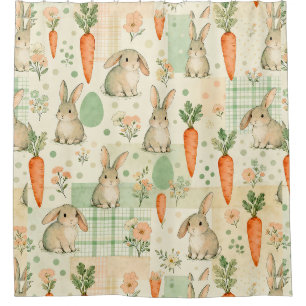 Rideaux De Douche Lapin Mignon & Carotte Modèle de Cottage (1)