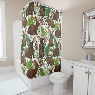 Rideaux De Douche Lapins et flore boisée 4