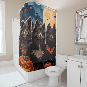 Rideaux De Douche Lapphund finlandais Halloween Éffrayant