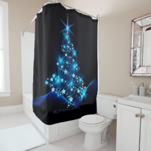 Rideaux De Douche l'arbre de Noël stylisé et lumineux de SlipperyJoe