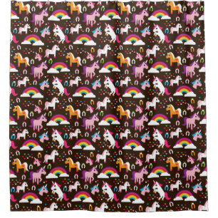 Rideaux De Douche l'arc-en-ciel de licorne badine le cheval