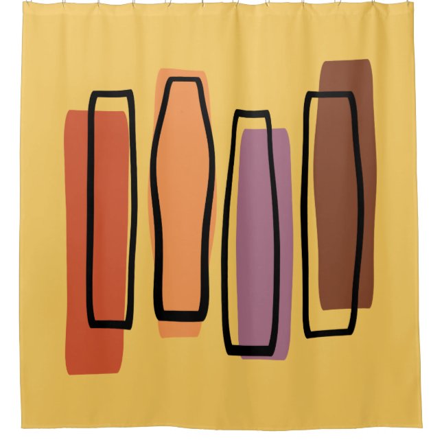 Rideaux De Douche L'Art Abstrait Rétro Atomique 'Piliers' (Devant)