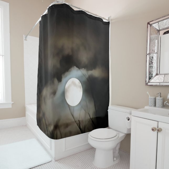 Rideaux De Douche L'art céleste de la lune d'hiver (En situation)