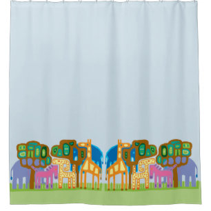 Rideaux De Douche L'art populaire africain stylisé animaux de la jun