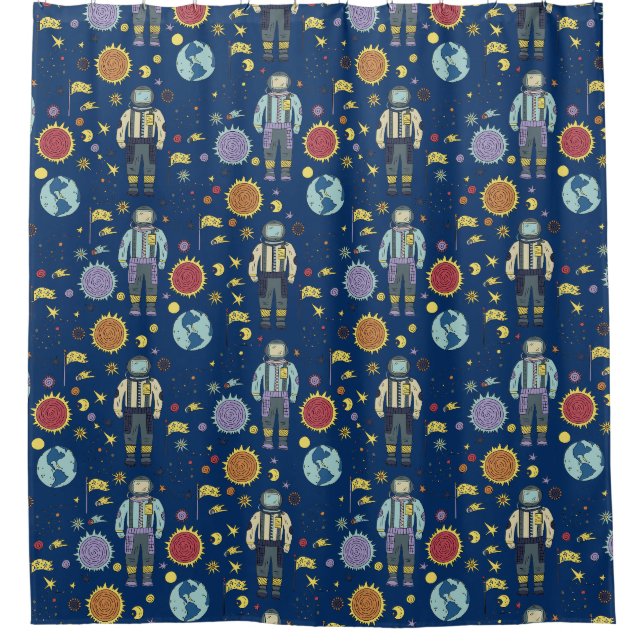 Rideaux De Douche L'astronaute spatiale Homme coloré (Devant)