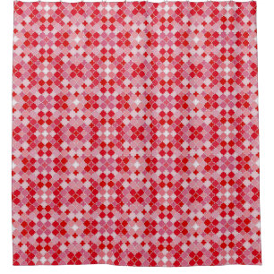 Rideaux De Douche Lattice Quatrefoil Motif brillant Crimson