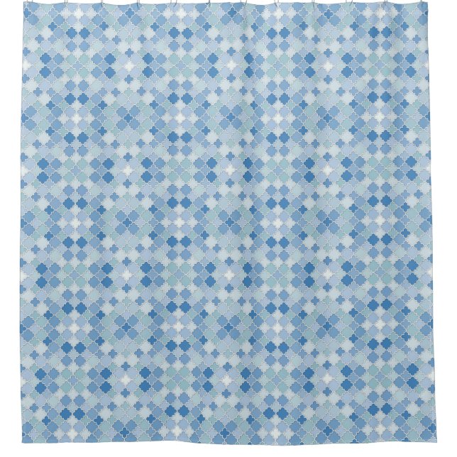 Rideaux De Douche Lattice Quatrefoil Motif Cerulean Blue (Devant)