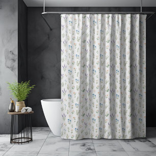 Rideaux De Douche Lavande Bleue Bohème Fleur Sauvage Cottage Aquarel