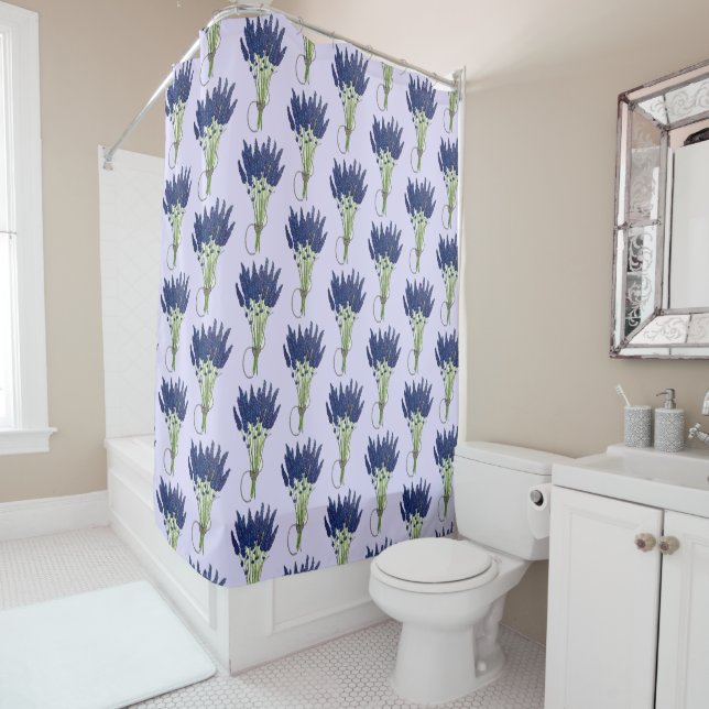 Rideaux De Douche Lavande Bouquet Fleur violet Impression florale (En situation)