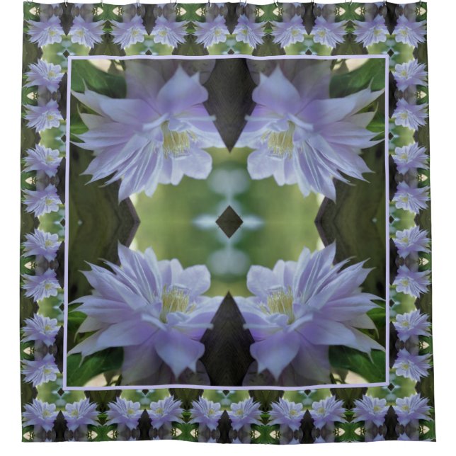 Rideaux De Douche Lavande Clematis Fleur Nichée Dans Trellis (Devant)