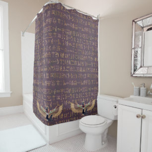 Rideaux De Douche Lavande d'or Princesse égyptienne Hiéroglyphes