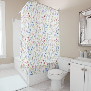 Rideaux De Douche Lavande Pastel Rose Bleu Saumon Fleur Sauvage