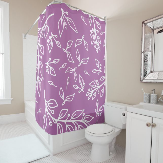 Rideaux De Douche Lavande violet floral (En situation)