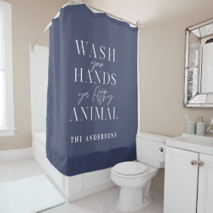 Rideaux De Douche Lavez-vous les mains ya saleté animal drôle typogr