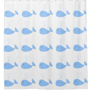 Rideaux De Douche Le bec d'eau de baleine bleue de bande dessinée